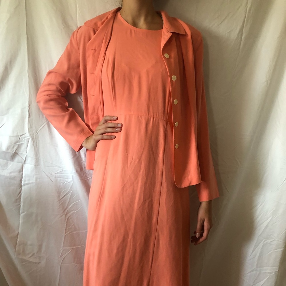 Salmon Maxi dress with matching jacket